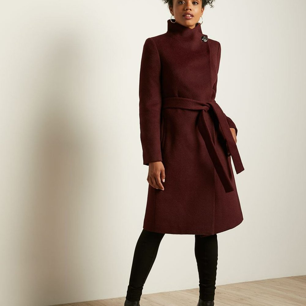BNWT RW&CO Wool-Blend Coat Red-Bordeaux
